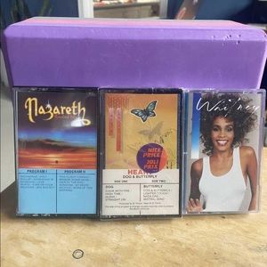 3 Cassette Tapes -Whitney Houston, Heart, Nazareth
